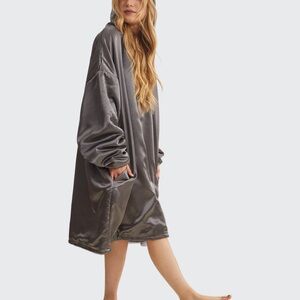Kitsch Unisex Metallic Gray Hooded Satin Glazey Beauty hoodie